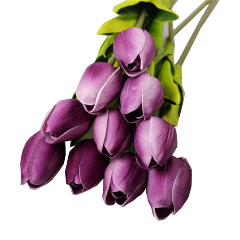 Null Tulpe Künstliche Blume Latex Real berühren Braut Hochzeit Strauß Heimat Dekor, 10 stücke Gelb