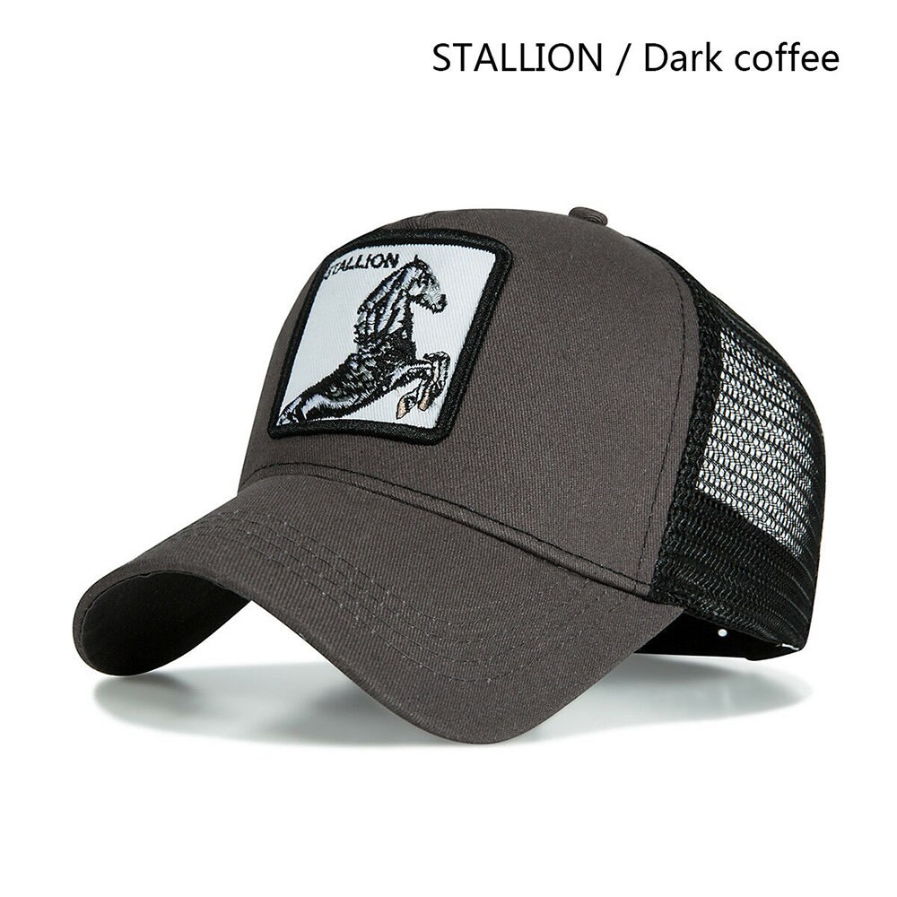 Personality Baseball Caps Animal Embroidery Pattern Hip Hop Hats Men Summer Breathable Mesh Streetwear Bone Unisex: Horse black