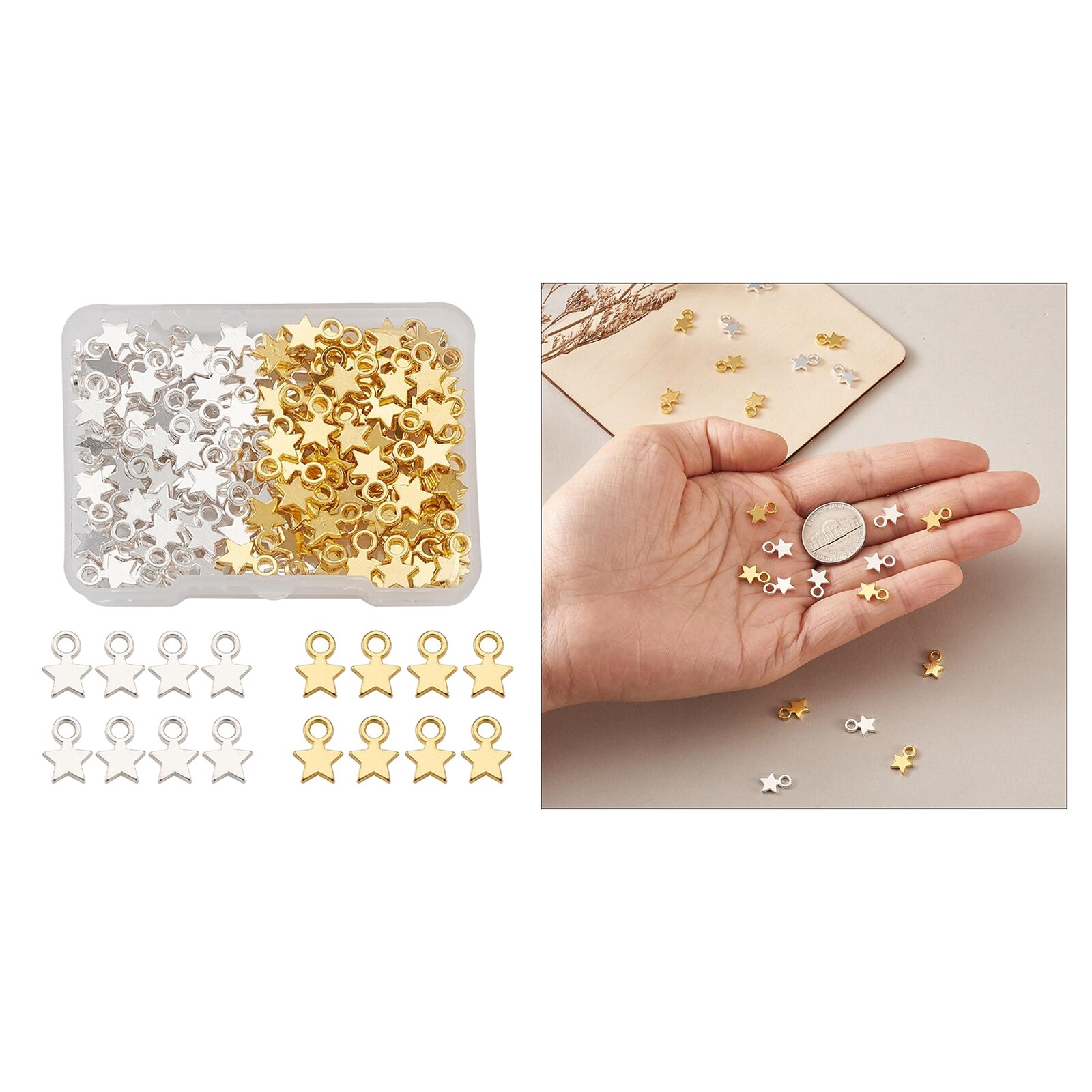 160Pcs Tiny Blank Stempelen Tag Charms Hangers Kerst Ster Golden & Silver Voor Diy Sieraden Maken