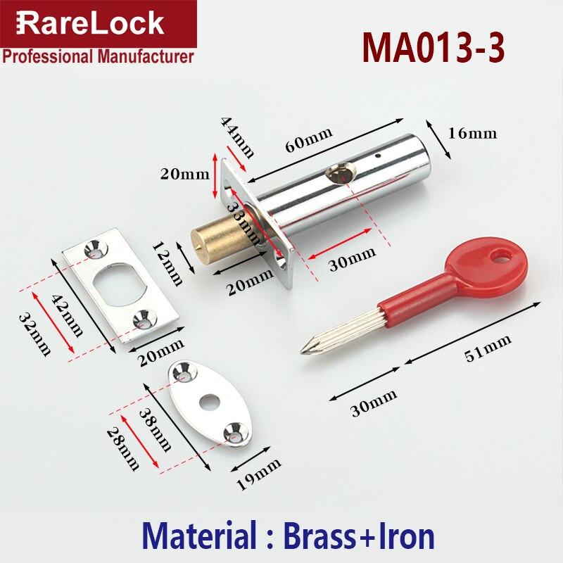 Hidden Tube Well Lock Simple Installation for Concealed Door Fire Door Fire Pipe Well Lock Channel MA013 Rarelock F1: MA013-3