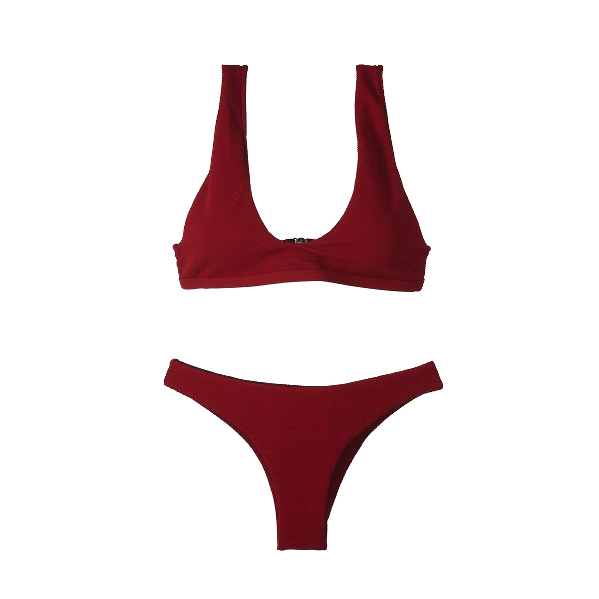 Sexy Women Bikini Set Women Push-up Padded Bra Brief Triangle Swimwear Beachwear Bathing Suit 2pcs Set 3FS: Burgundy / S