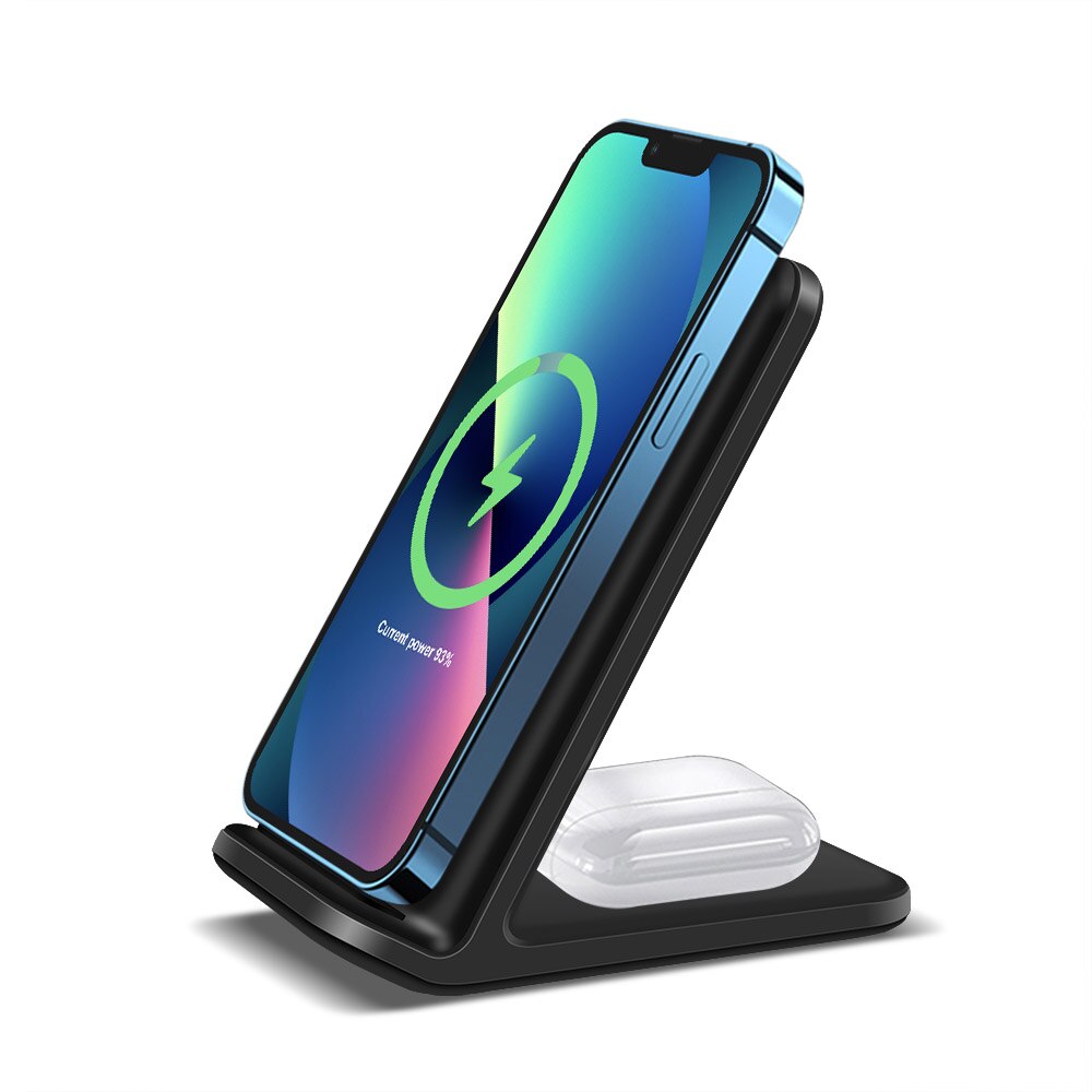 3 in 1 Schnelle Ladestation für AirPods 15W Qi Schnelle Drahtlose Ladegerät Für Apfel Uhr SE 6 5 4 3 2 iPhone 12 Profi 11 Samsung S20: 2 in 1 10W Schwarz