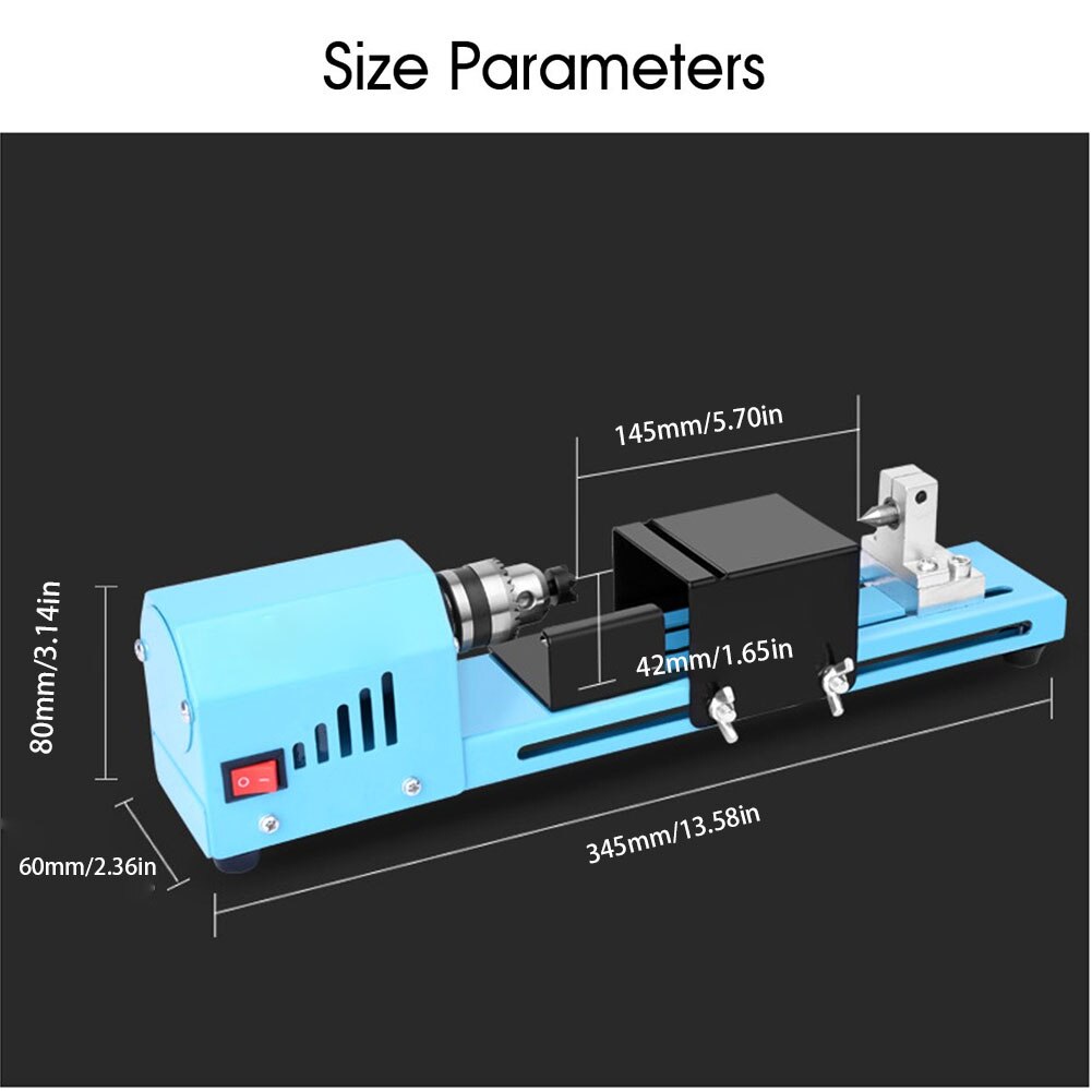 1 Set 150W Mini Wood Lathe Machine Speed Adjustable Rotary Tool Buddha Pearl Lathe Grinding Polishing DIY Woodwork Tool 12V/24V