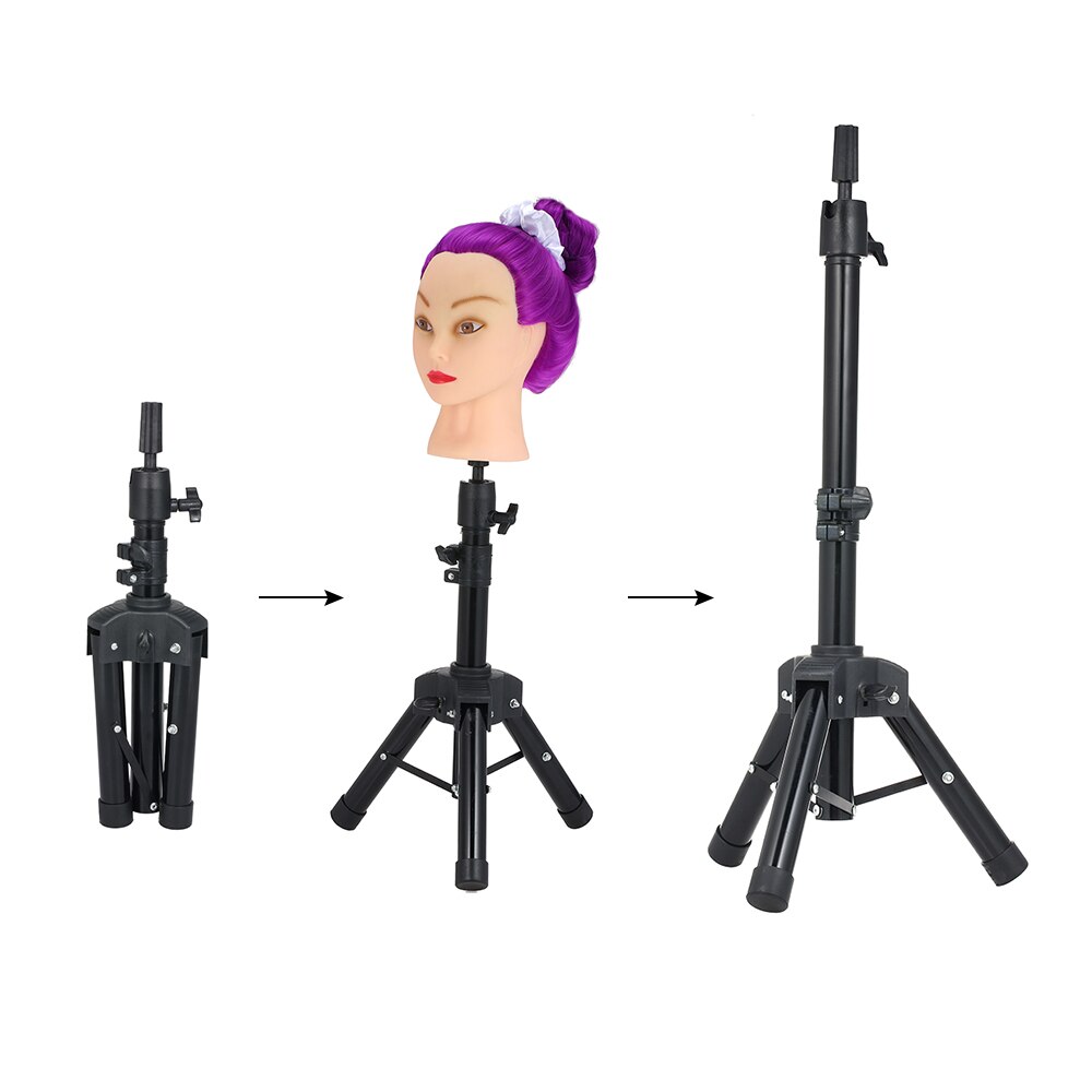 Metal Tripod Stand with Thick Leg Adjustable Head Tripod Mannequin Head Tripod Wig Stand Cosmetology Training Doll Head Stand