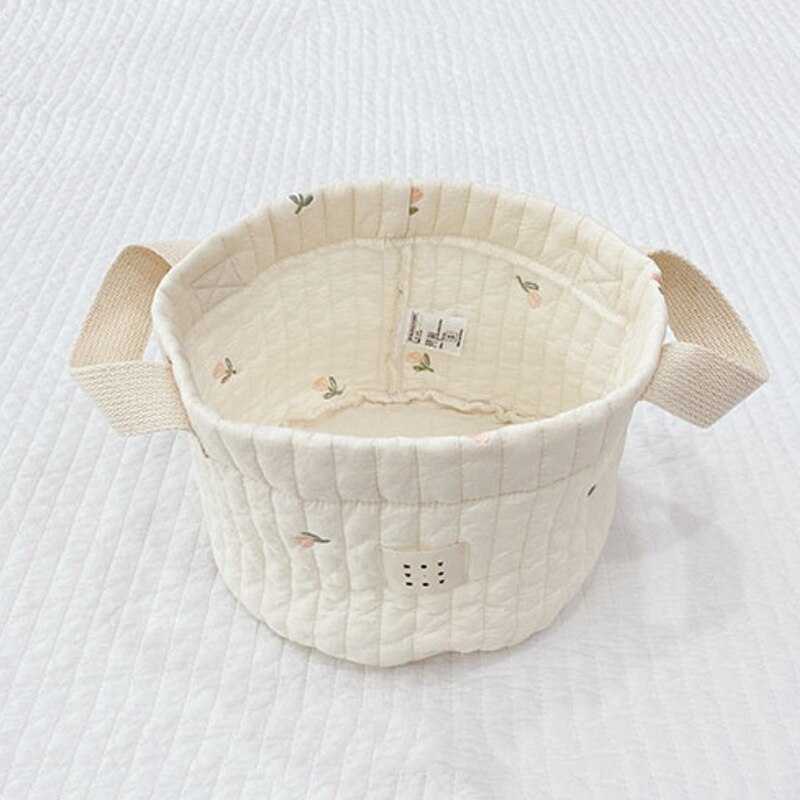 Sacs à couches brodés ours fleur pour bébé garçon fille -né sac à couches organisateur pour maman vêtements jouets sac de rangement panier: small rose