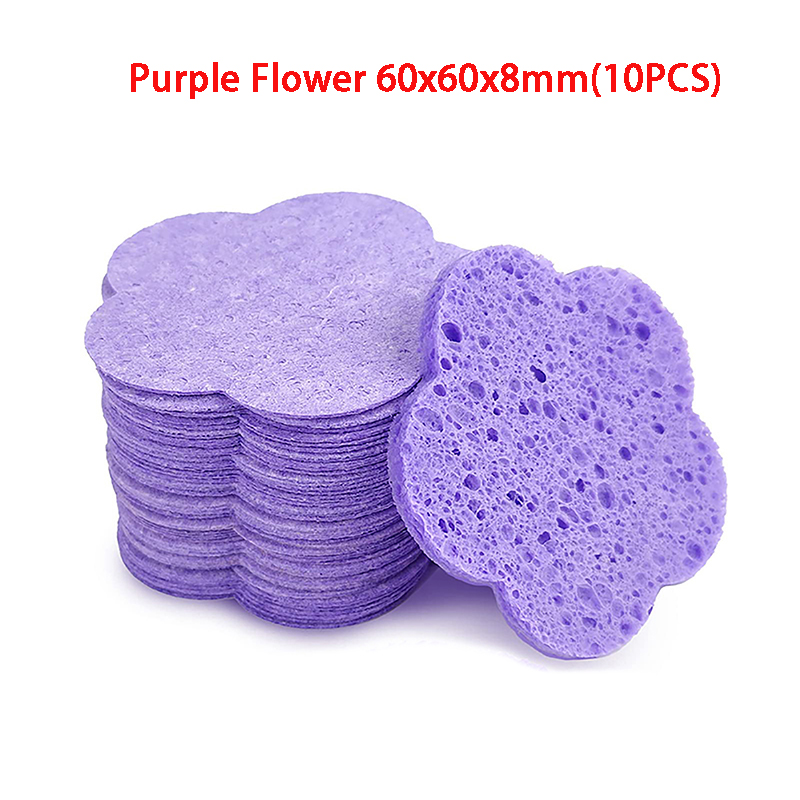 10/20PCS Reusable Face Cleaning Sponge Pad Exfoliator Mask Facial SPA Massage Makeup Removal Thicker Compress Natural Cellulose: Amy Green