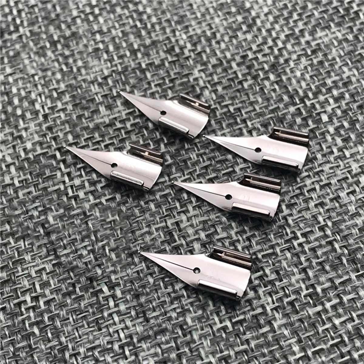 Juego de 5 puntas plateadas de 0,38mm, puntas de acero inoxidable para LAMY/Wing Sung 3008/Hero 359, lápiz de repuesto, pluma de acero inoxidable