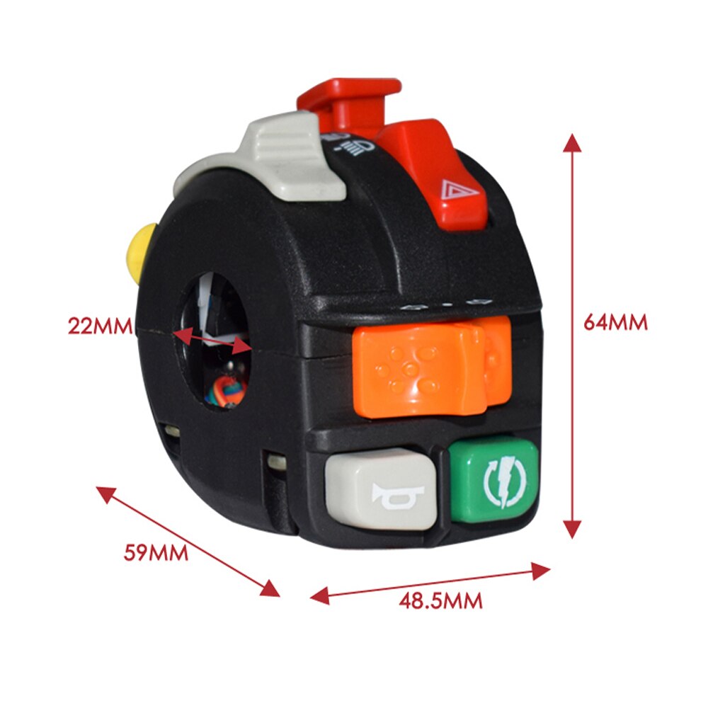 7/8 " 22mm motorsykkelbryterenhet motorcross styrekontrollbrytere kill start blinklys hornbryterknapp