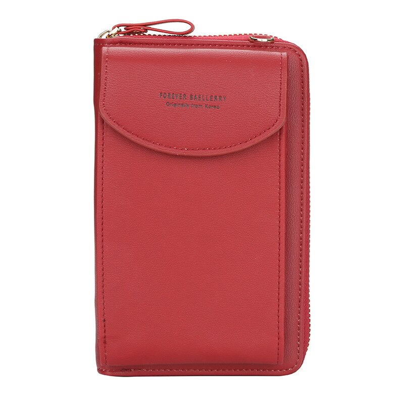 Women Wallet Brand Cell Phone Wallet Big Card Holders Wallet Handbag Purse Clutch Messenger Shoulder Straps Bag: red