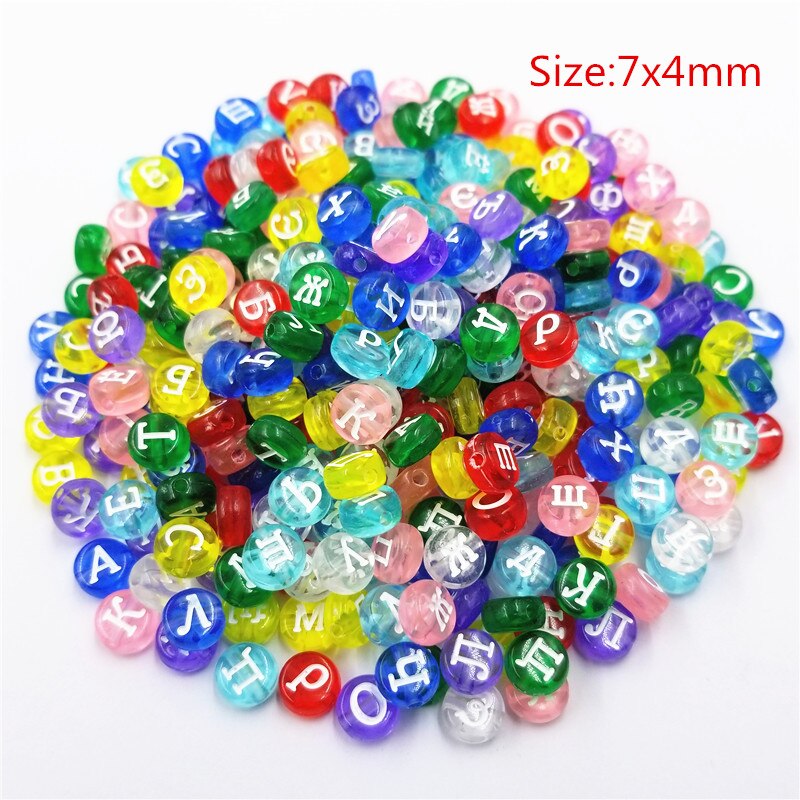 100 stks/partij Voor Ketting Armband DIY Losse Kralen Russische Brief Flat/Vierkante Acryl