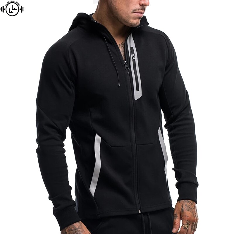 Mannen Sport Sweatshirts rits Hoodies Reflecterend... – Grandado