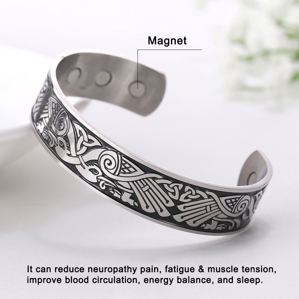 Skyrim saluto Terapia Magnetica 316L Bracciali in Acciaio Inox Fenice totem Vichingo Del Polsino Del Braccialetto Del Wiccan Amuleto Del Braccialetto Delle Donne Degli Uomini