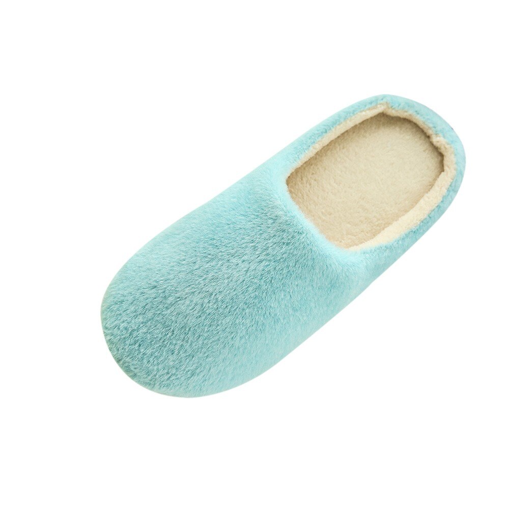 Damskor vintertofflor varmt hem plysch mjuka tofflor inomhus halkskydd vintergolv sovrumsskor chaussures  #25: Blå / 42-43