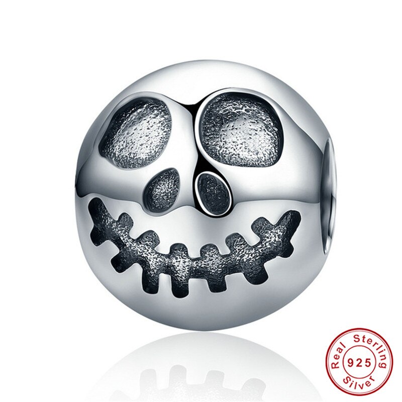 fit Europe Original Bracelet Skull Beads Charm 925 Sterling Silver Necklace Pendant Witch Pumpkin Car Halloween Jewelry: asc181-1