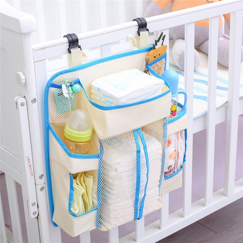 Grote Capaciteit Baby Bed Opknoping Opbergtas Waterdichte Speelgoed Luiers Pocket Nachtkastje Organizer Baby Wieg Beddengoed Set