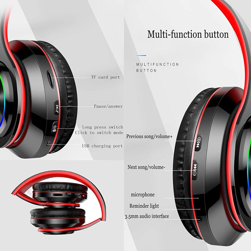 LISM Wireless Headphones - Bluetooth 5.1 - Deep Bass Stereo - TF Card Support - HIFI Sound