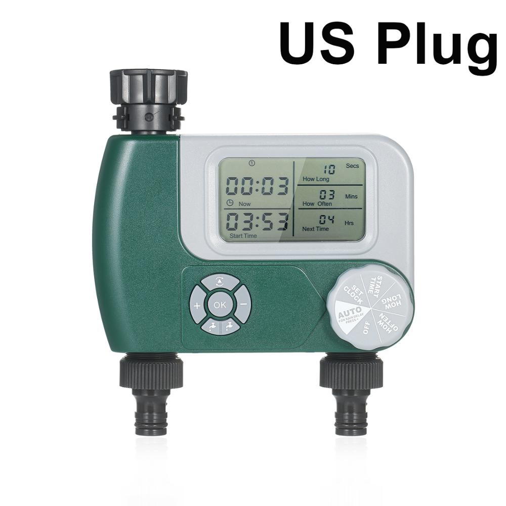 Automatic Electronic Water Timer Garden Watering Timer Home Programmable Hose Faucet Watering Timer Autoplay Irrigator: Green2 US
