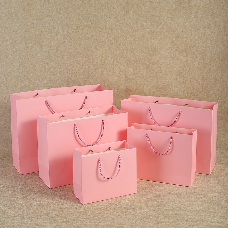 Pretty Pink Kraft Bag Mini Bag Voor Verjaardag Bruiloften Kerst Feestdagen Afstuderen Babyborrels Bag Shopping Bags