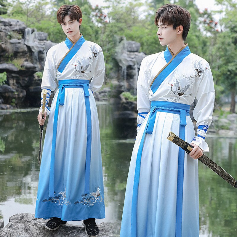Traje chino Hanfu bordado tradicional para hombres, traje Oriental de espadachín, danza folclórica, ropa de actuación, Cosplay
