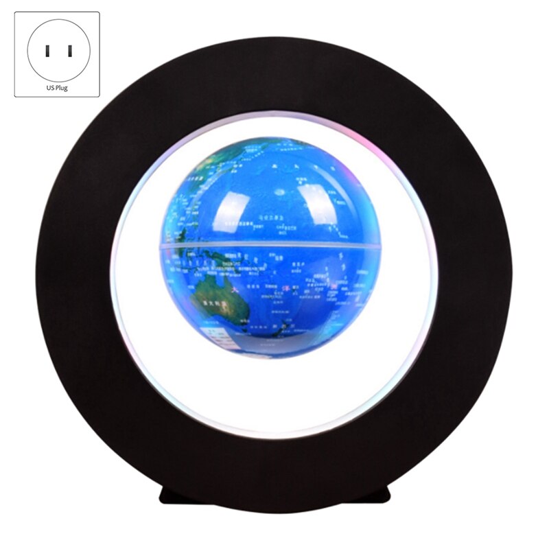 Floating Globe World Map Magnetic Levitation Globes O-Frame LED English Globe for Kids US Plug