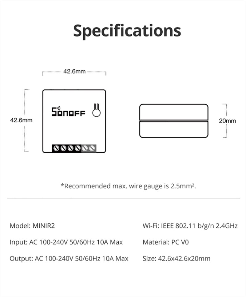 SONOFF MINIR2 Wifi DIY Mini Switch Two Way Wiring Smart Home Automation Modules Compatible With EWelink Alexa Google Home Smart