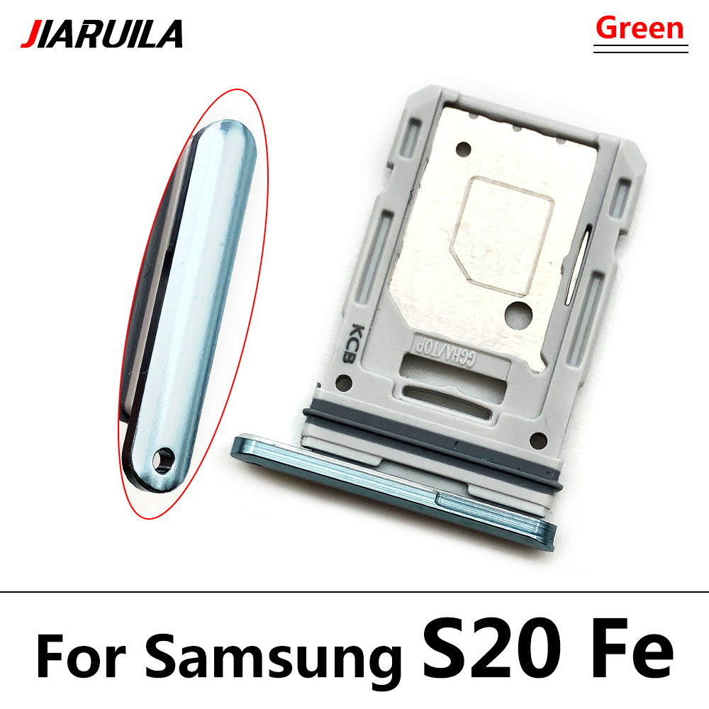 10 Pcs For Samsung S20 Fe S21 Sim Tray SIM Card Slot SD Card Tray Holder Adapter With Pin Smartphone Replacement Parts: S20 Fe Green