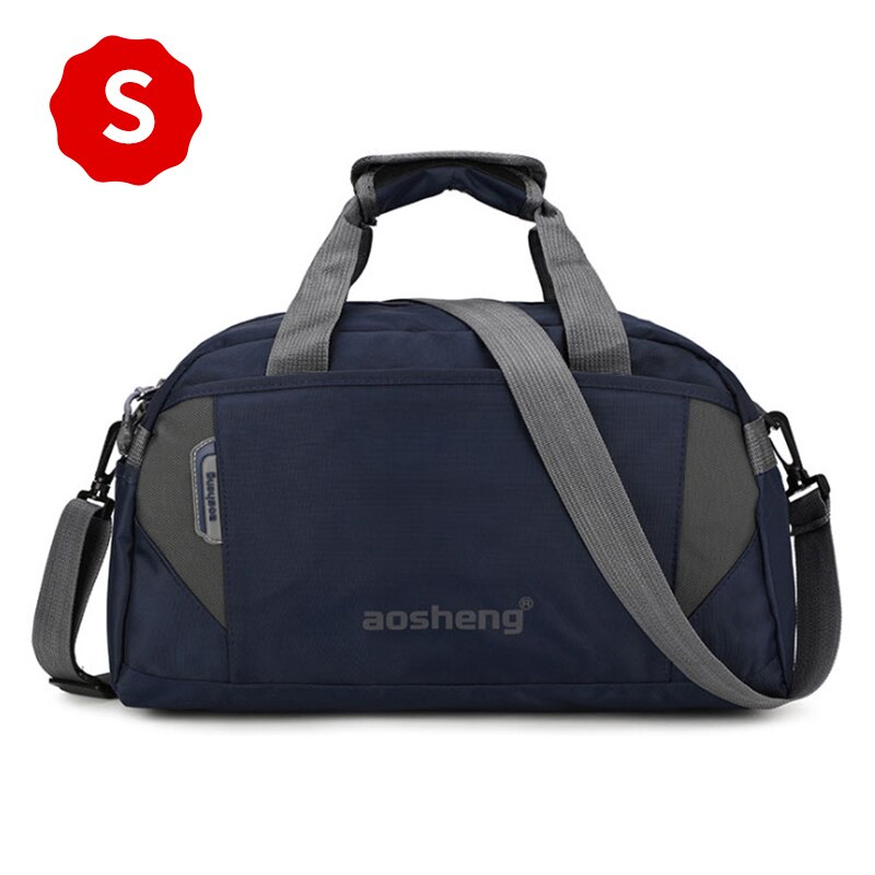 Scione Travel Luggage Handbags Women Sport Duffel Shoulder Bags Men Simple Casual Fitness Outdoor Crossbody Bag: Navy Blue S