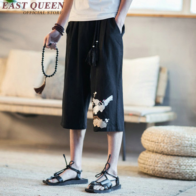 Sommer linbukser menn off white linbukser herre elastisk midje brede benbukser kinesiske herreklær m -5xl nn0720 hq