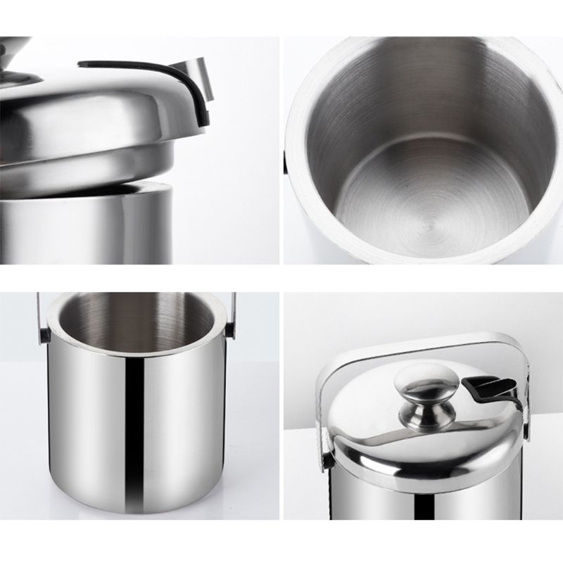 Double-Wall Stainless Steel Insulated Ice Bucket with Lid Tong Handle for Home Bar Chilling Beer Champagne Wine