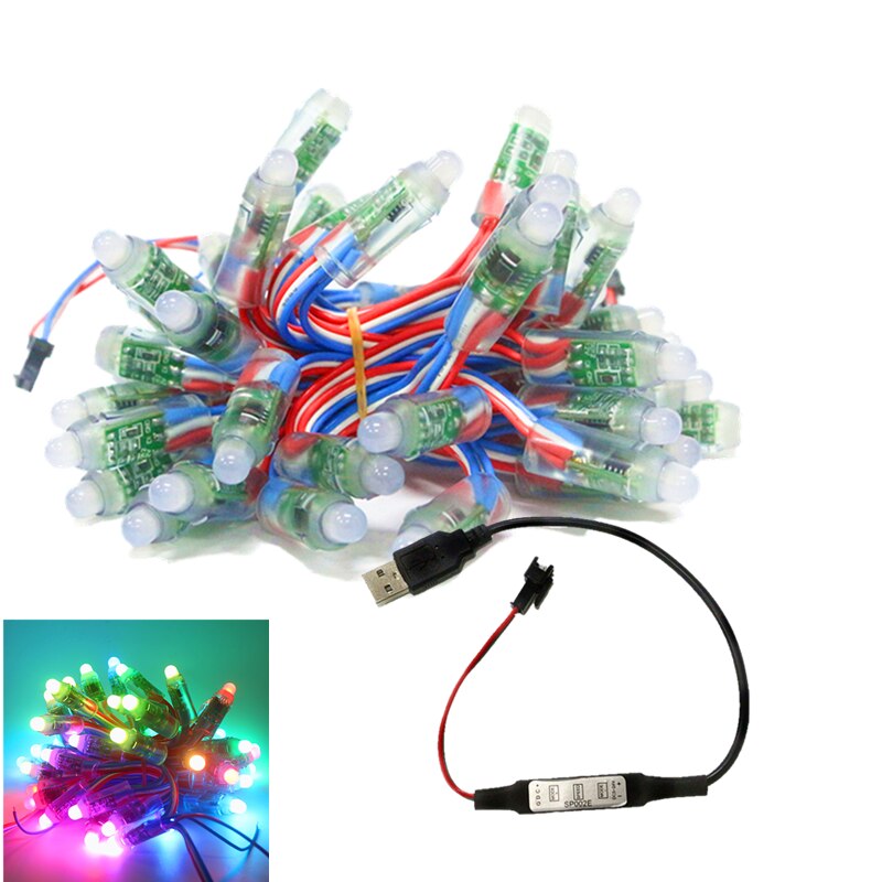 50 lysdioder  ws2811 fullfärg pixel led modul 5v ip68 vattentät digital led pixel ljus  + 3/14/17/24 tangenter rf fjärrkontroll för usb: Med 3 nycklar mini