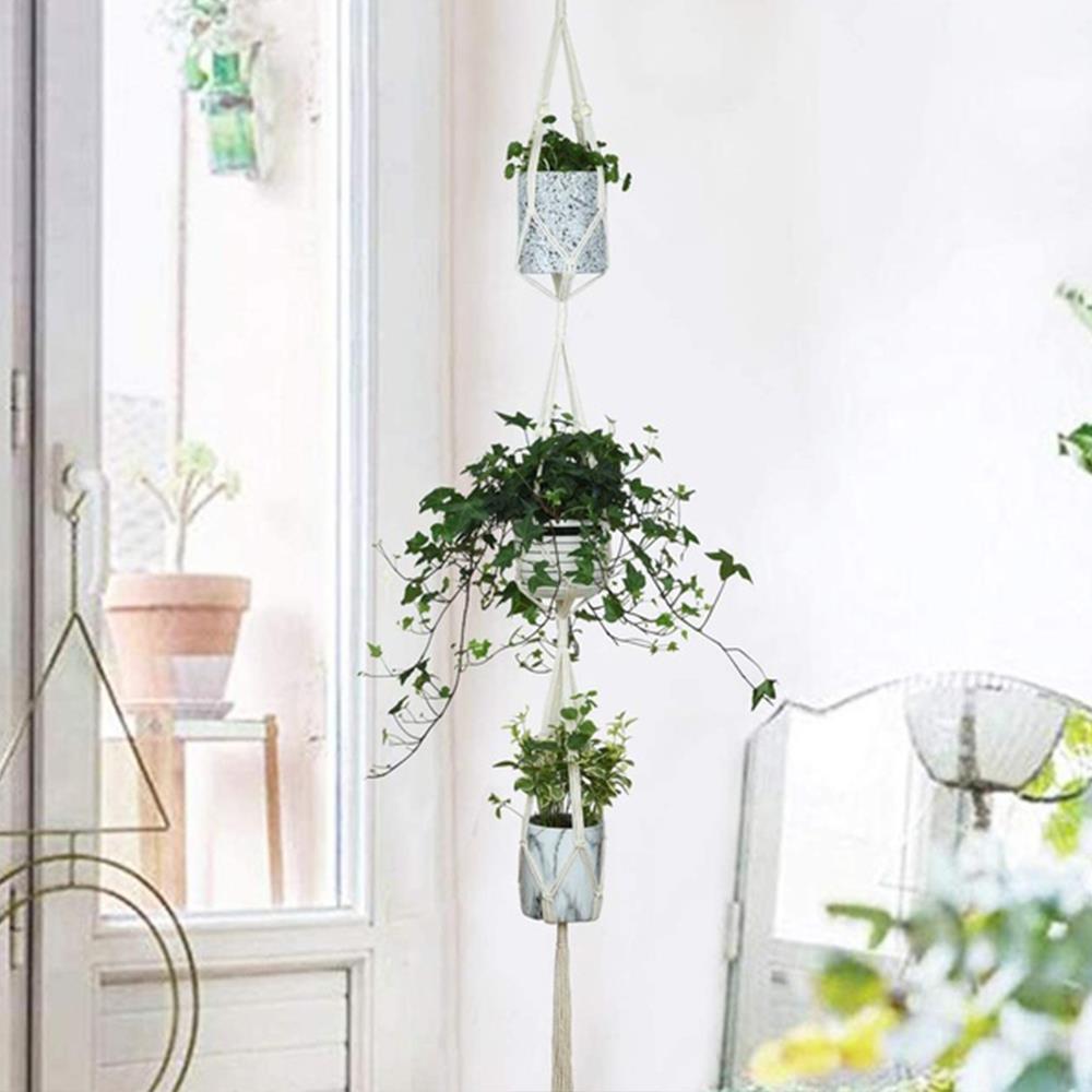 Flätad galge kruka bomull hus glas terrarium skrivbord växt rep planter blomkrukor hängande rep korg trädgård