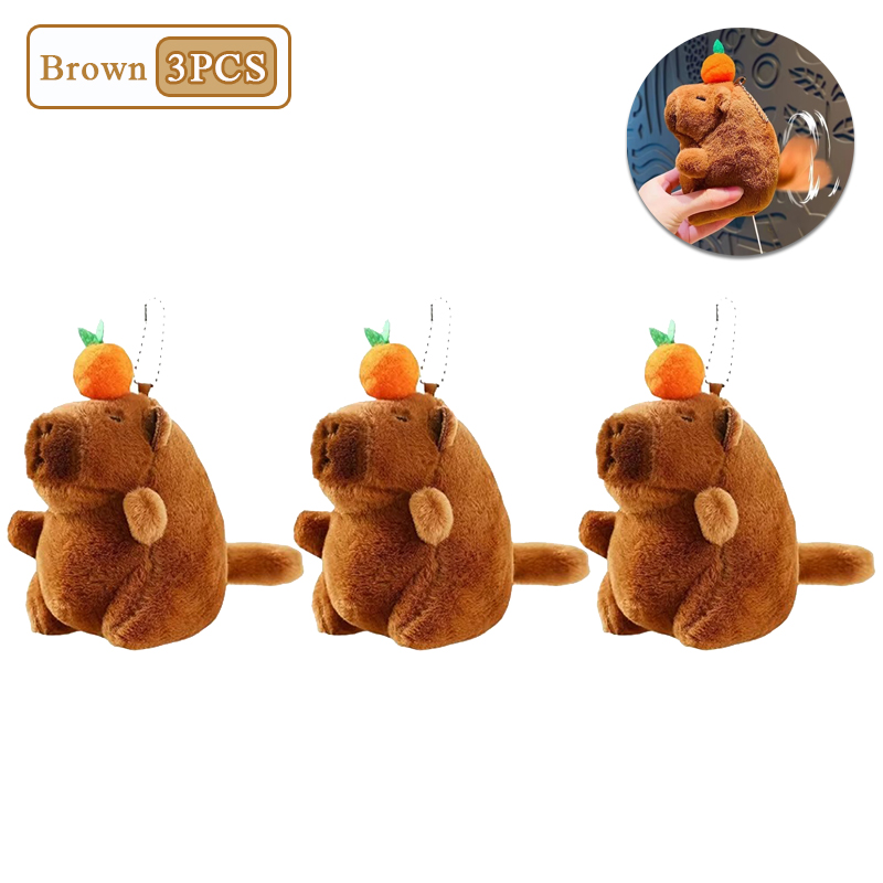 Porte-clés en peluche kaki, queue de vol, Capybara, mignon, poupée en peluche, jouet, pendentif pour sac d'école, , 1 à 20 pièces: Foncé Rouge