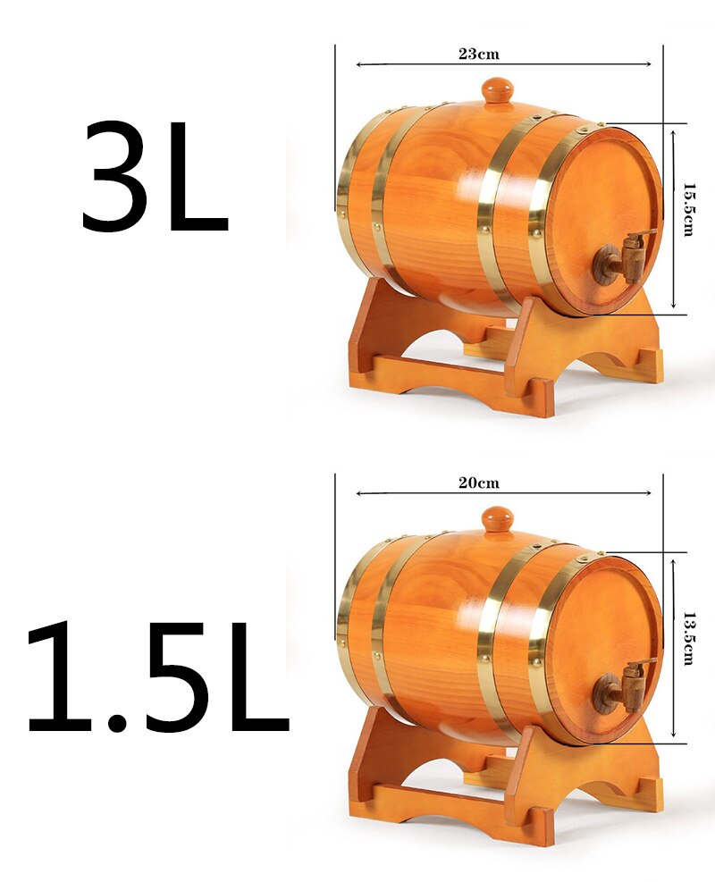 1.5l/3l mini eikenhouten wijnvaten, speciale vaten, biervaten voor brandewijn, whisky, huishoudelijke wijnvaten