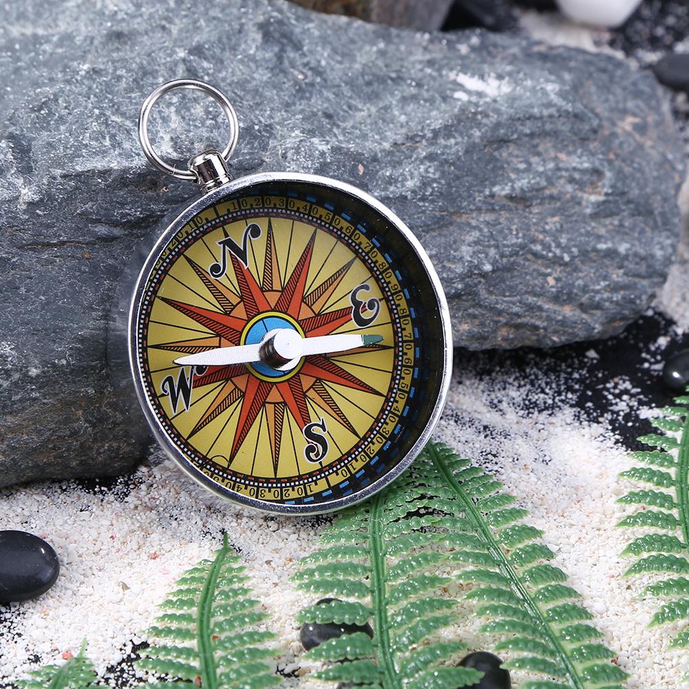 1pcs Travel Camping Hiking Compass Tool Portable Aluminum Emergency Compass Navigation With Keychain Outdoor Tools