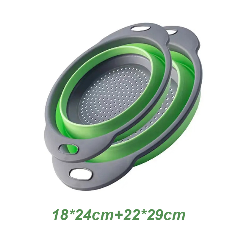 Escurridor plegable de silicona para frutas y verduras, colador plegable, colador de cocina para alimentos, Pasta, utensilios de cocina, dispositivo de drenaje, 2 uds.