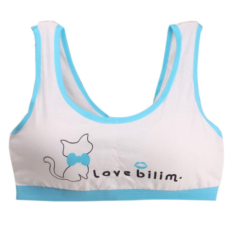 Kids Bra For Teenage Girls Cotton Children Girls Underwear Clothing Teen Sports Bra with Chest Pad Puberty Girl training Bra: Dark Blue