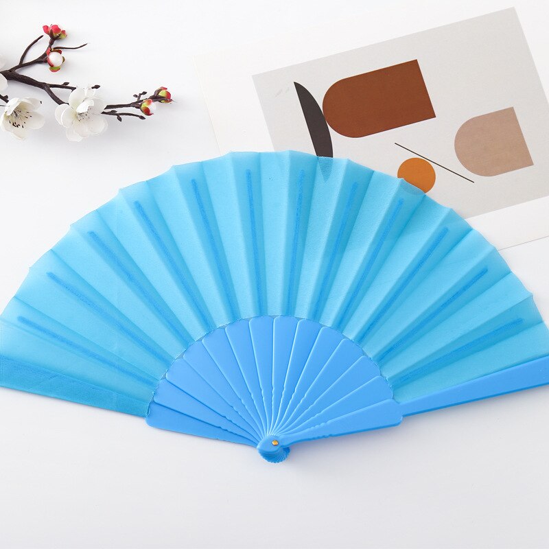 1Pc Craft Fan Plastic Bone Fan Zijde Doek Leeg Vouwen Fan Chinese Stijl Dance Fan Pure Kleur Taichi Fan vlakte Ochtend Oefening: 08