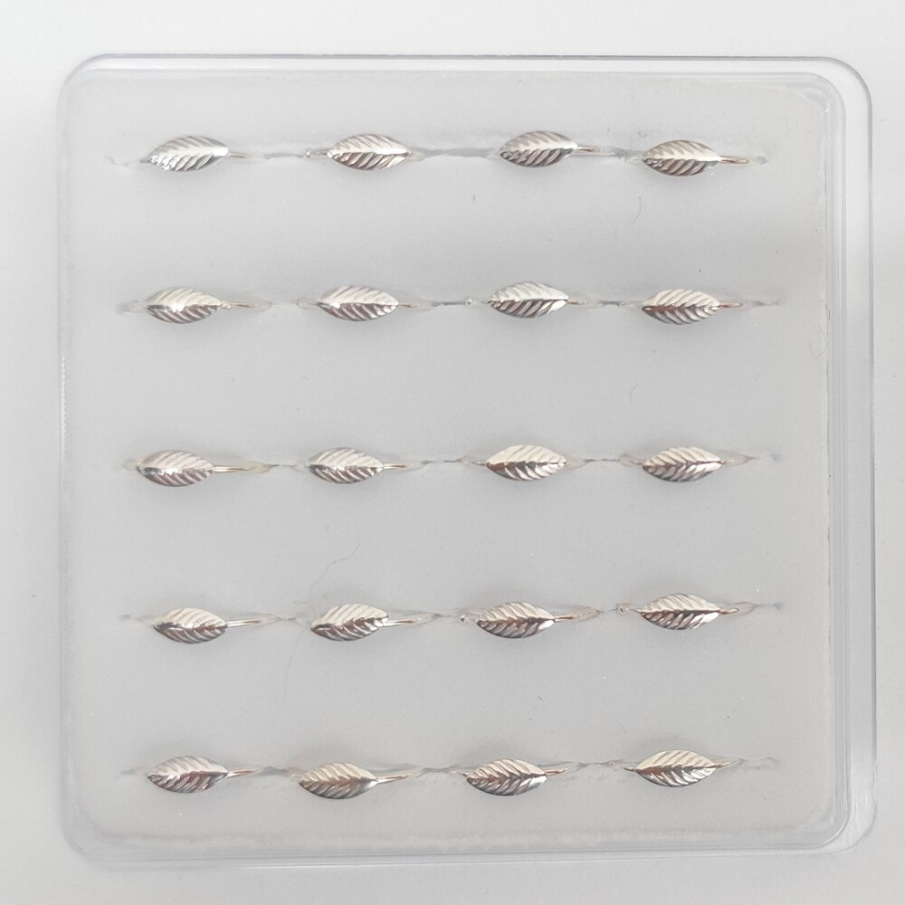 20pcs/lot 925 Sterling Silver Nose Ring 22 G leaf shape piercing nose hoop body jewelry