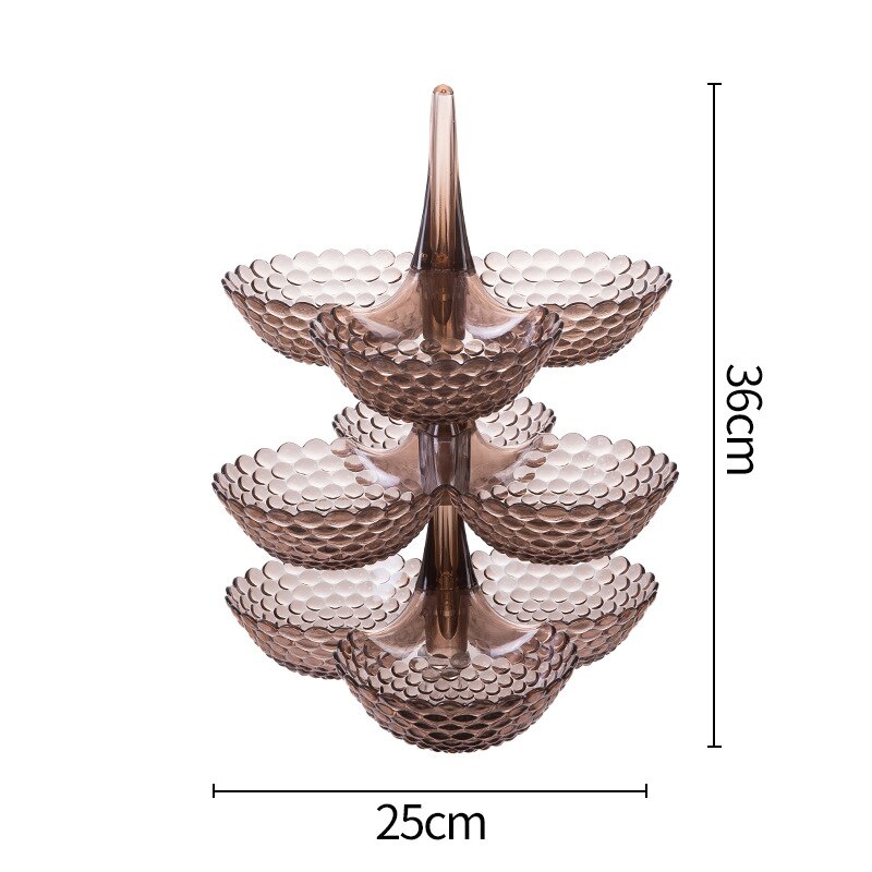 Kreatywny europejski talerz na owoce półmisek na cukierki salon domu wielowarstwowy ułożjeden taca na owoce przekąska naczynie na słodycze suszone skrzynka owoców: brązowy 3 warstwa