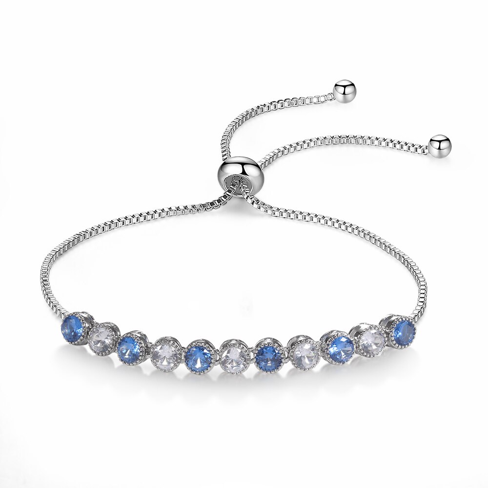 Women The Summer Blue White Color Austrian Royal Blue Bracelets Women Jewelry Round Cz Bracelet