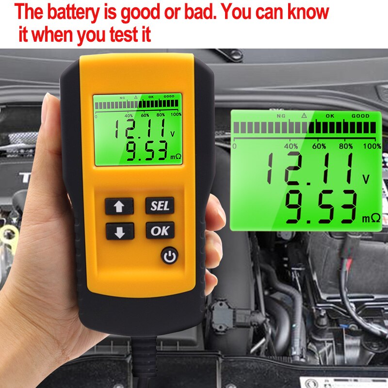 12V Car Battery Tester Vehicle Car LCD Digital Battery Test Analyzer Auto System Analyzer Voltage ohm CCA Test Diagnostic Tool
