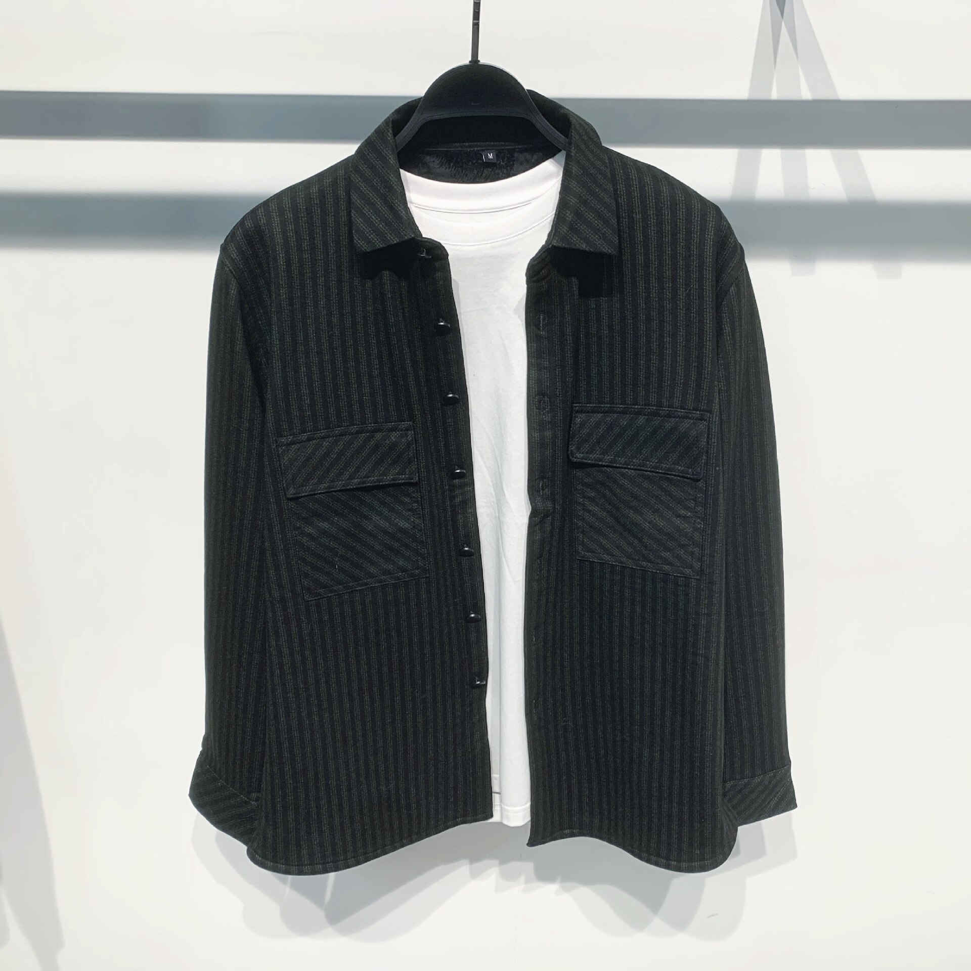 Herenkleding winter plus fluwelen overhemd casual lange mouwen revers gewatteerd overhemd plus size herenkleding: M