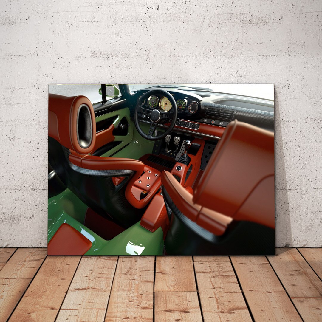Porsche 911 interior 2- tin sign plakat