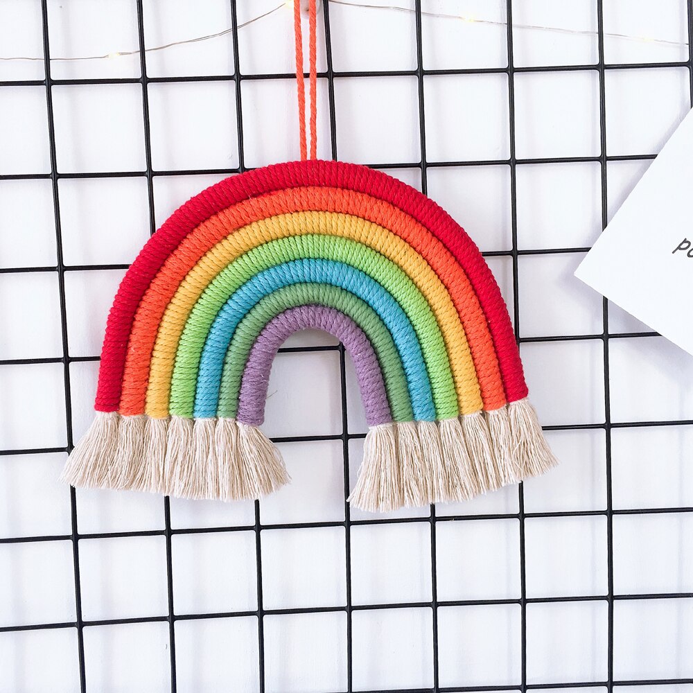 Bébé chambre décoration bricolage corde arc-en-ciel jouet tenture murale nordique tissé à la main arc-en-ciel ornements bébé chambre décor Photo accessoires