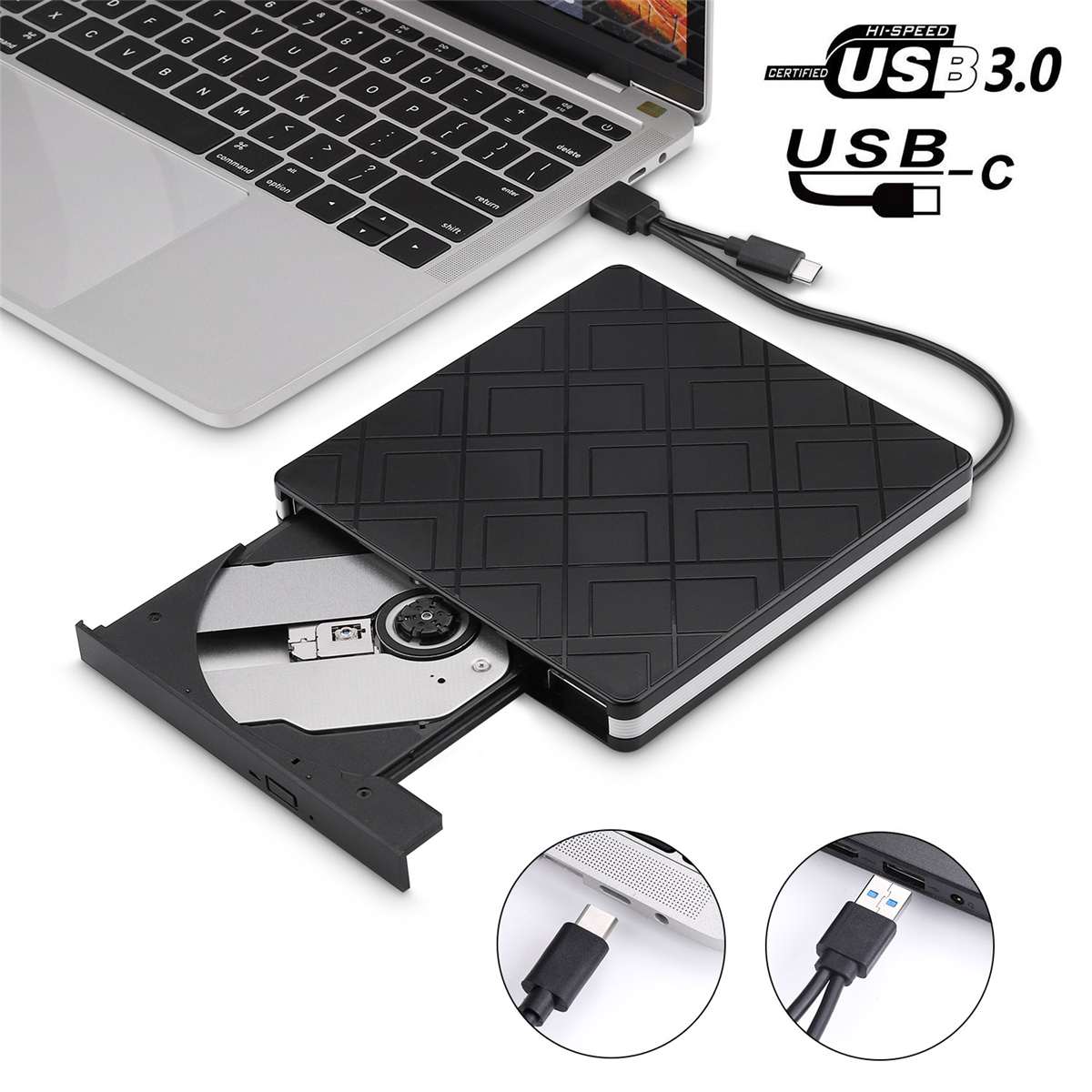 USB 3.0 External DVD Burner Writer Recorder DVD RW Optical Drive CD/DVD ROM Player OS Finestre XP/7/8/10 ABS di Plastica Materiale