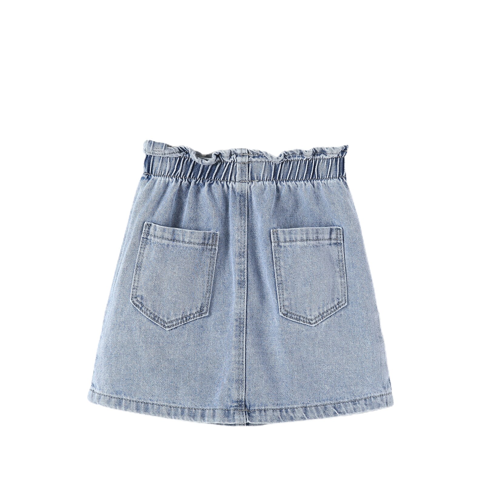 Kids Baby Meisjes Denim Rok Zomer Meisjes Effen Kleur Gekleurde Knop Rok Met Schuine Zakken Outfits Voor 4-10T