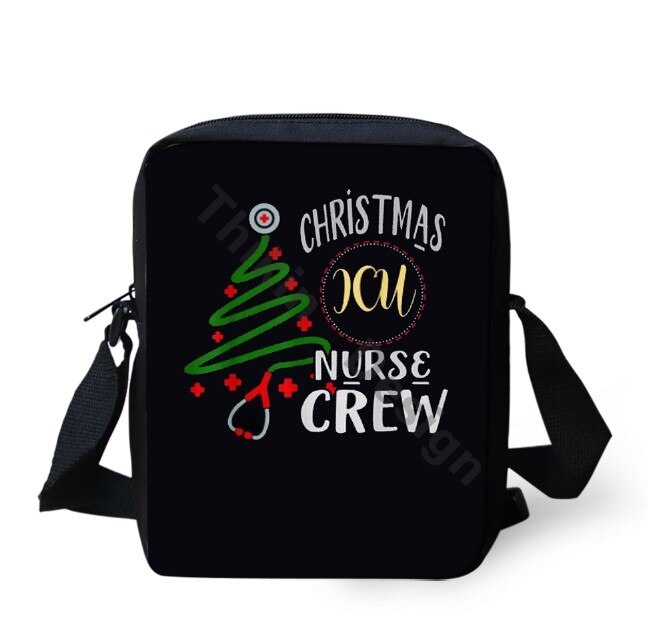 Kerst Verpleegkundige Crew Prints Patroon Schouder Tas Voor Meisjes Crossbody Telefoon Bag Coin Boodschappentassen Mochila: ALP2567E