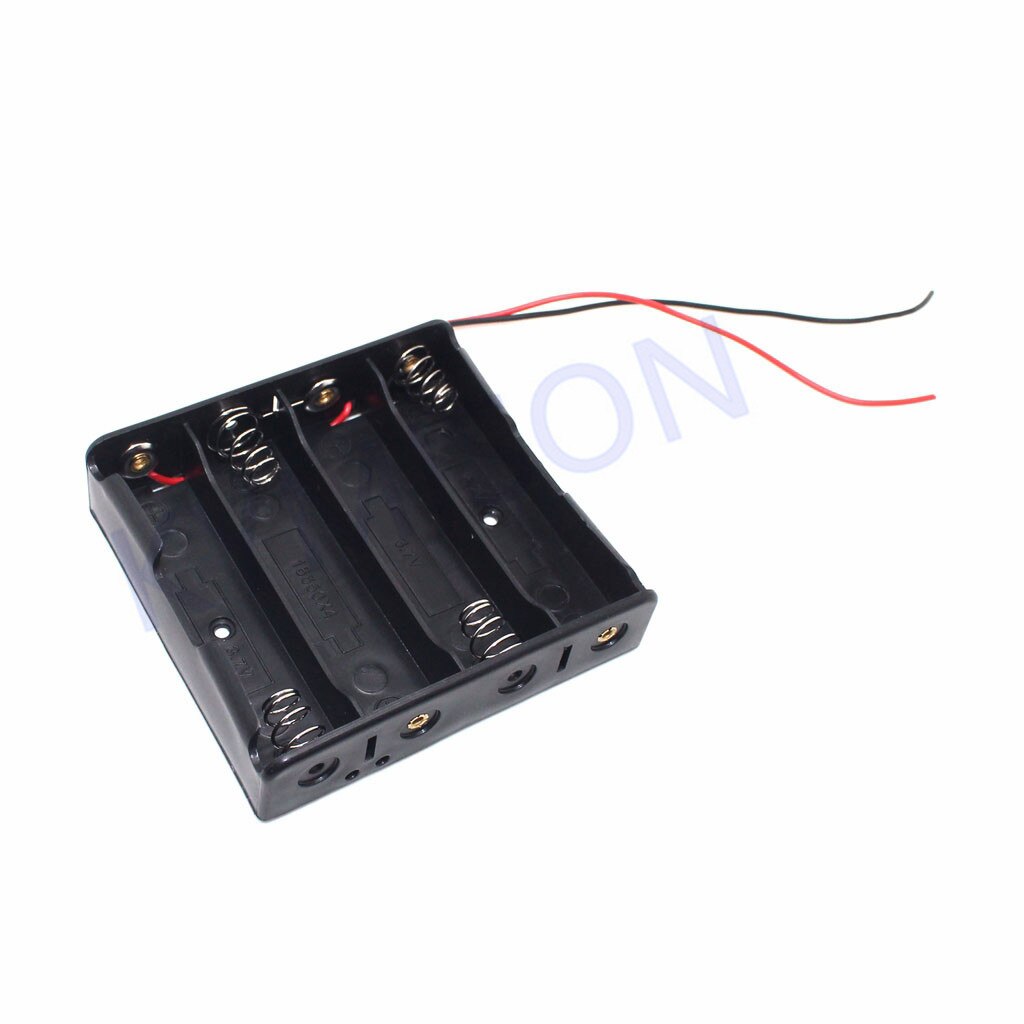 18650 Battery Box Black Plastic 1x 2x 3x 4x Storage Case 18650 1 2 3 4 Slot Way DIY Batteries Holder Container With Wire Lead: 4X18650
