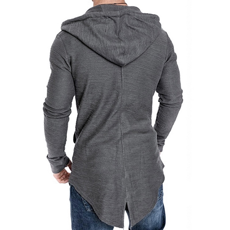 CYSINCOS Men's Long Cardigan Sweater Jacket Hooded Zipper Slim Fit Open Front Longline Cardigans with Pockets Men Sweater Jacket