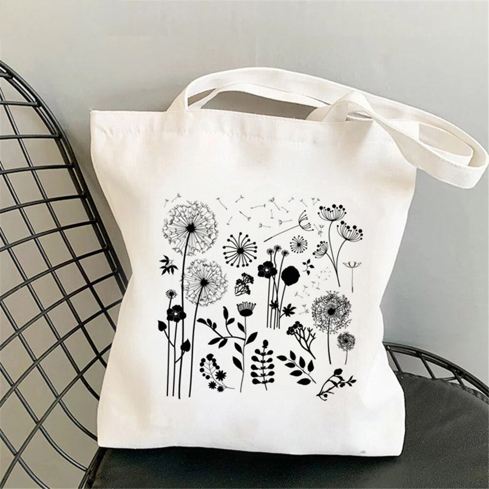 Flower Aesthetic Women Shopping Canvas Tote Cute Bag Foldable Reusable Shopper Bag Handbags  Eco Travel Shoulder Bags